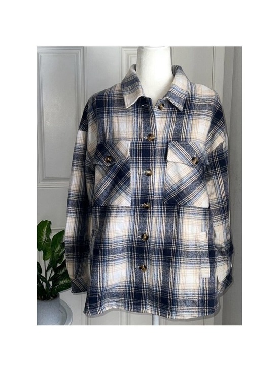 Mittoshop Jackets & Blazers - Women's Mittoshop Plaid Shacket L Blue White